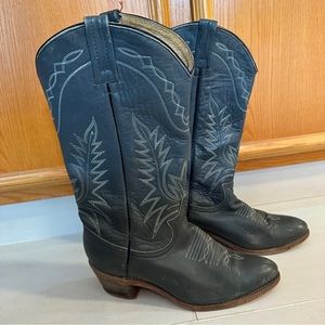 Vintage Blue Leather Cowboy Boots Size 6